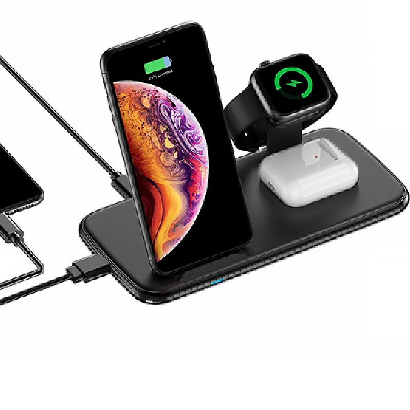 

Wholesale QI 4 in 1 Wireless Charger Mobile Phone Holder Suitable for Apple Watch Headset 15W Fast Charge