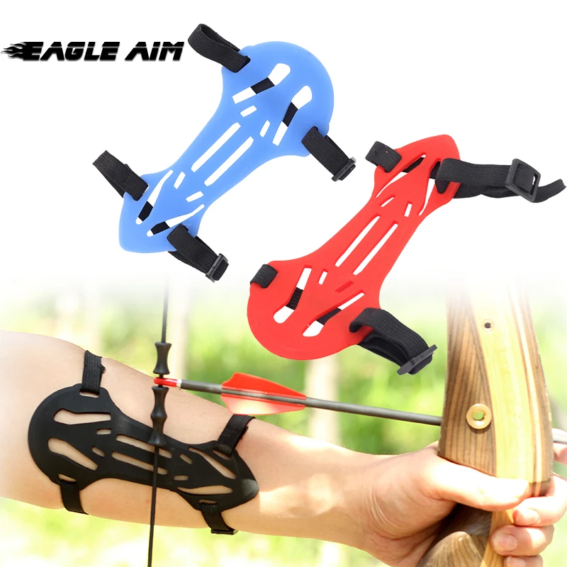 

Comfortable Archery Shooting Protector Rubber Arm Guard for Bow and Arrow Accessories, Color: black/blue/red