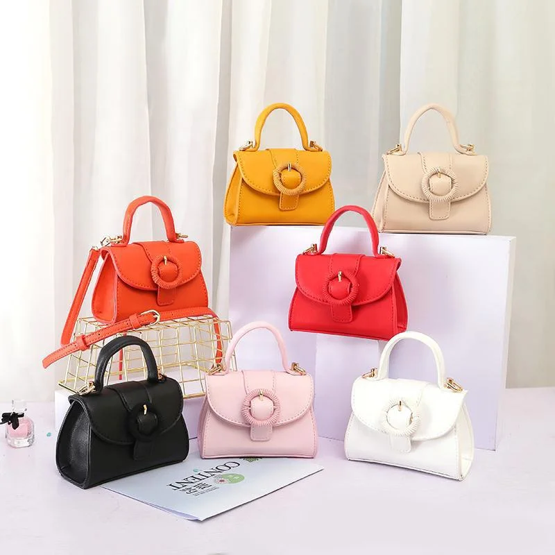 

2021 Fashion Candy Color Kids Purses Single Shoulder Lock Handbag PU Leather Crossbody Cute Mini Kid Purses and Handbags Girl, Multi