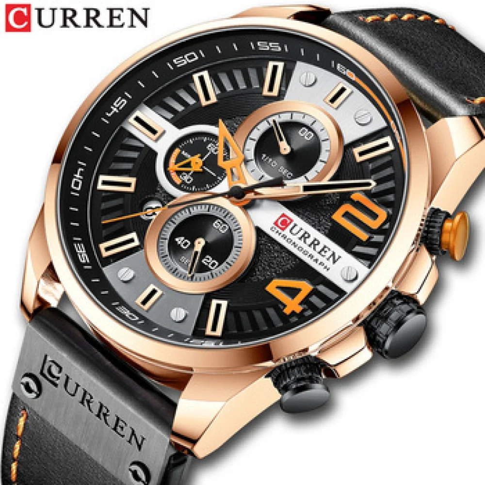 

CURREN 8393 Casual Sport Watches for Men Blue Top Brand Luxury Military Steel Wrist Watch Man Clock Chronograph Wristwatch, 5 colors