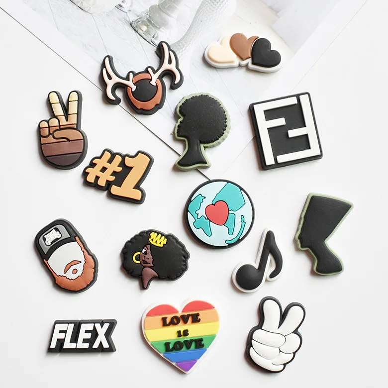 

2021 Factory wholesale black lives shoe charms New design PVC clog charms Hot sale for clog shoes sandals, As picture