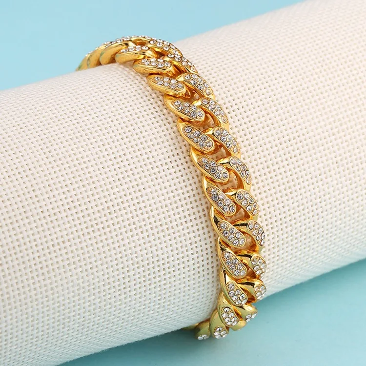 

zamak 2021 Hip hop Latest rhinestone stone Bracelets Jewelry gold plated bracelet Hot selling luxury CZ bracelet, Gold,silver