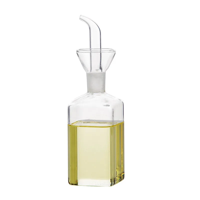 

Wholesale 4oz 9oz 26oz Handmade Lead-Free Square Oil And Vinegar Glass Dispenser Bottle With Spout, Transparent