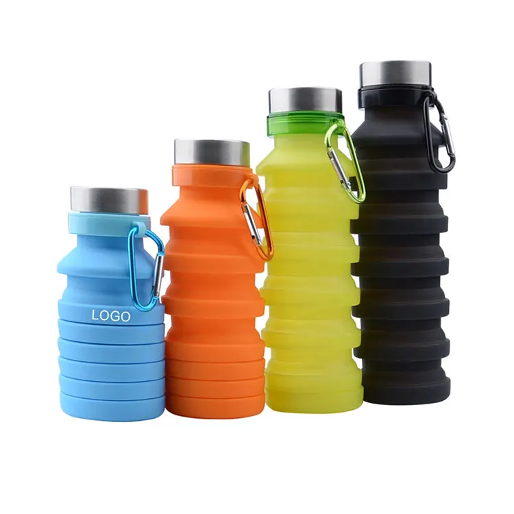 

Customized Logo ECO BPA Free Foldable Sports Drinking Silicone Collapsible Water Bottle, Customized color