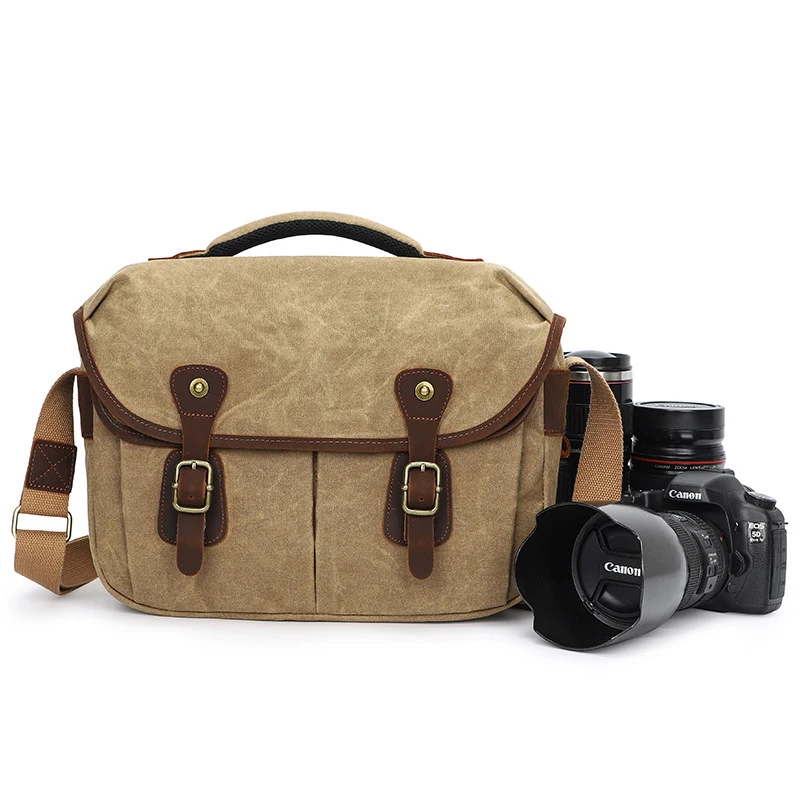 

waterproof vintage wax canvas DSLR camera case bag with removable inserts for men and women, Grey,green,khaki