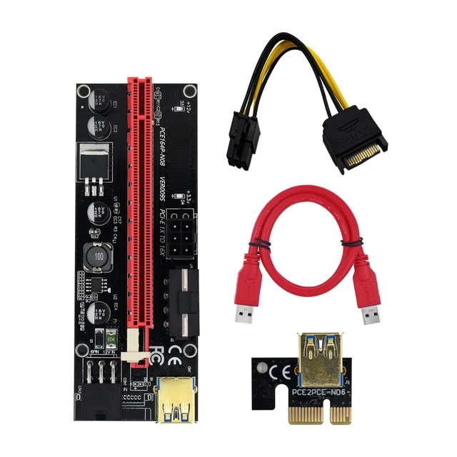 

New VER 009S PCI-E 1X to 16X Riser 009S Card Extender PCI Express USB 3.0 Cable Power Gpu riser Adapter card