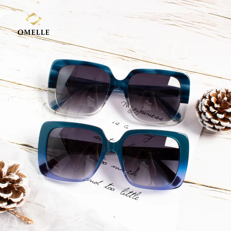 

OMELLE Fashion Women Oversize Shades Sunglasses Square Acetate Luxury Custom Sun glasses