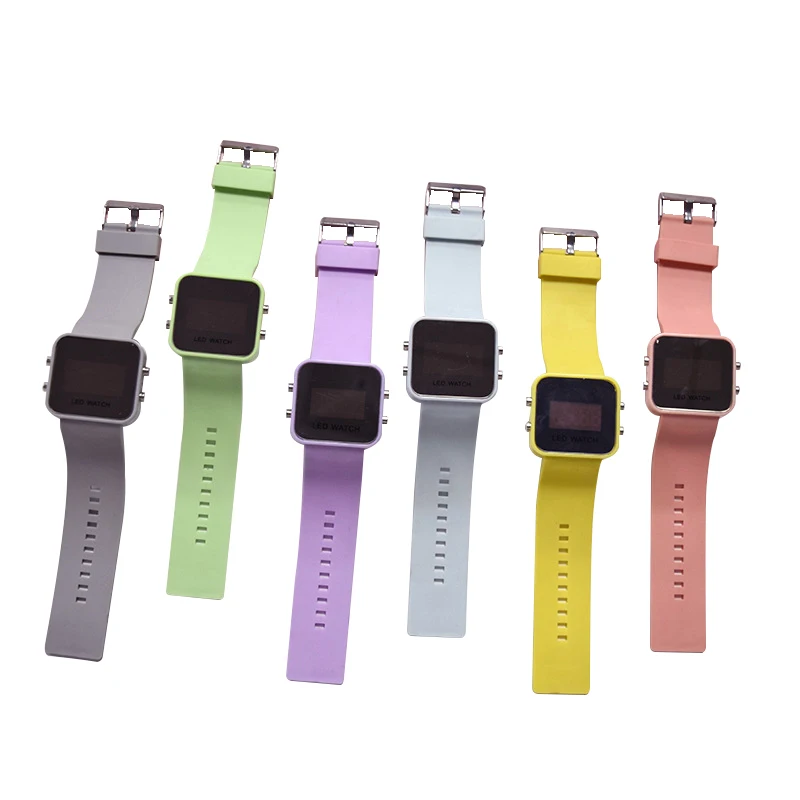 

Amazon Colorful Sport LED Silicone Wrist Mirror Electronic Digital Watch For Girls