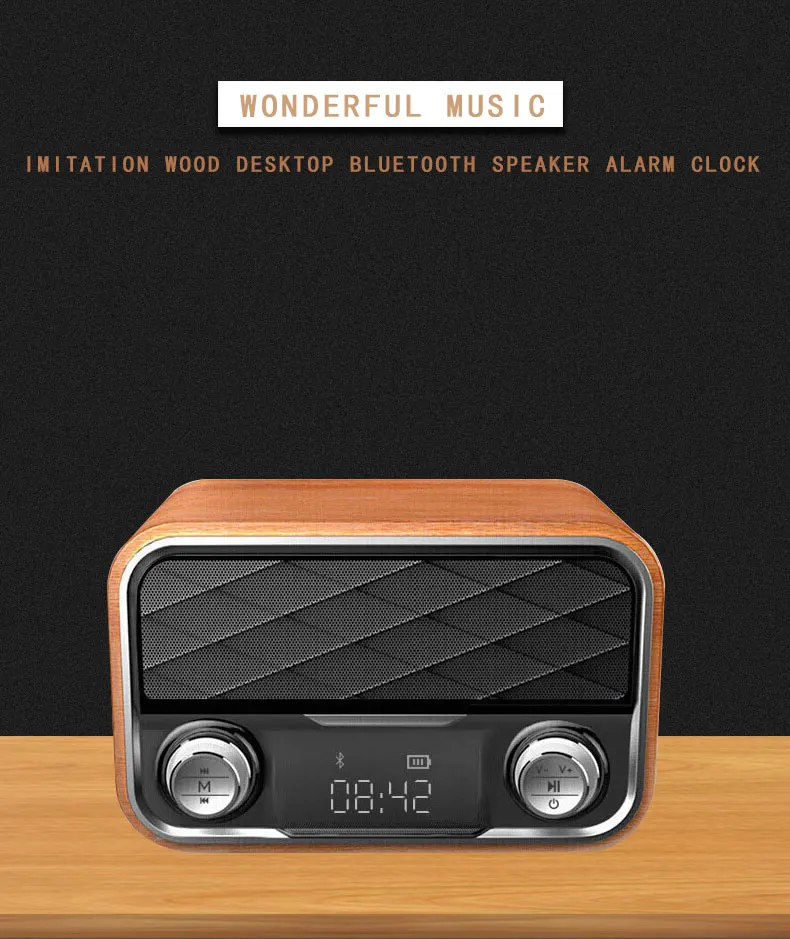 Hand-free TF Card Tabletop Alarm Clock Wireless Bluetooth Speaker With FM Radio - ANKUX.COM