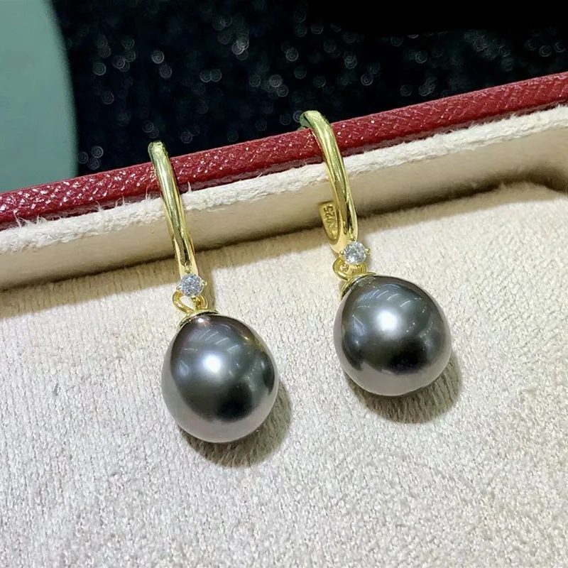 

Tahitian pearl jewelry 925 Sterling Silver classical Hanging pearl Earrings