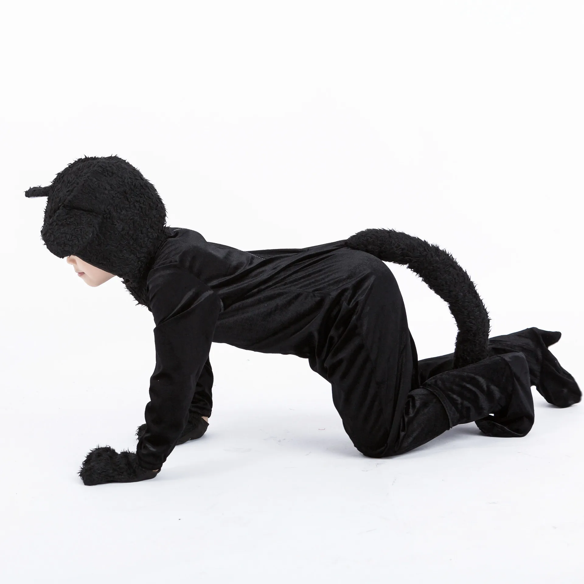 Kostum Pesta Halloween Kucing Hitam Hewan Anak,Setelan Kucing 