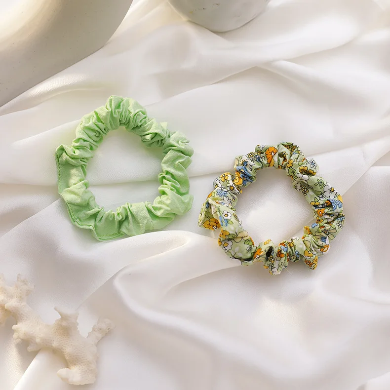 

2021 Hot Selling Elastic Flower Fabric Ponytail Multi Colors Holder Flower Print Hair Band Set