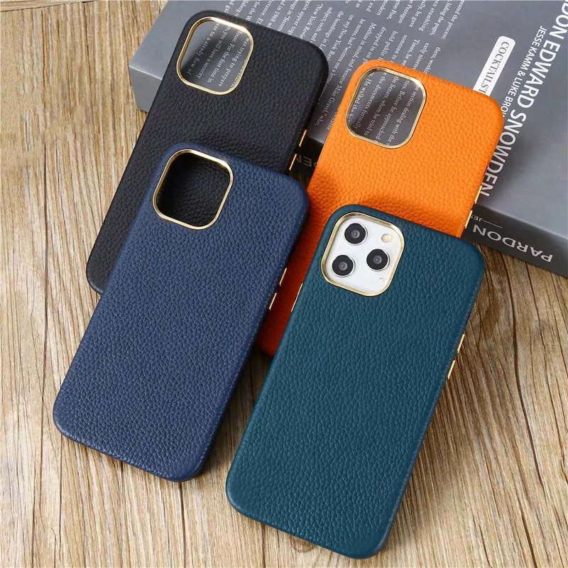 

Luxury Shockproof Genuine Leather Phone Cover for apple iPhone 11 12 13 min Pro Max magnetic wireless charger magsafe phone case, Black, blue, gray, green, red or customized colors
