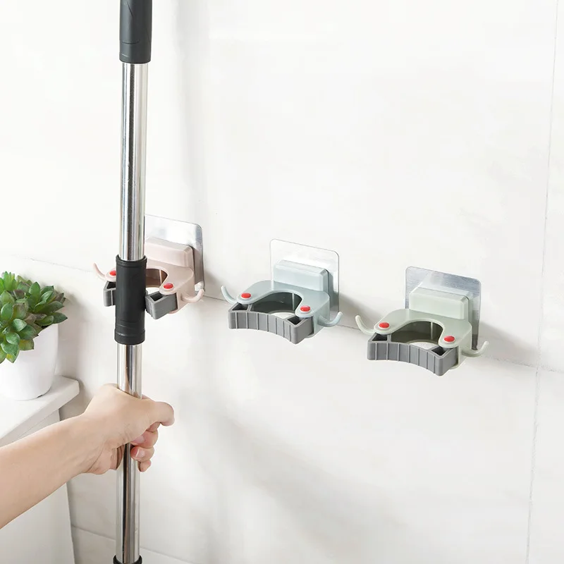 

Free punching mop rack bathroom wall hanging mop hook bathroom wall broom hanger mop clip