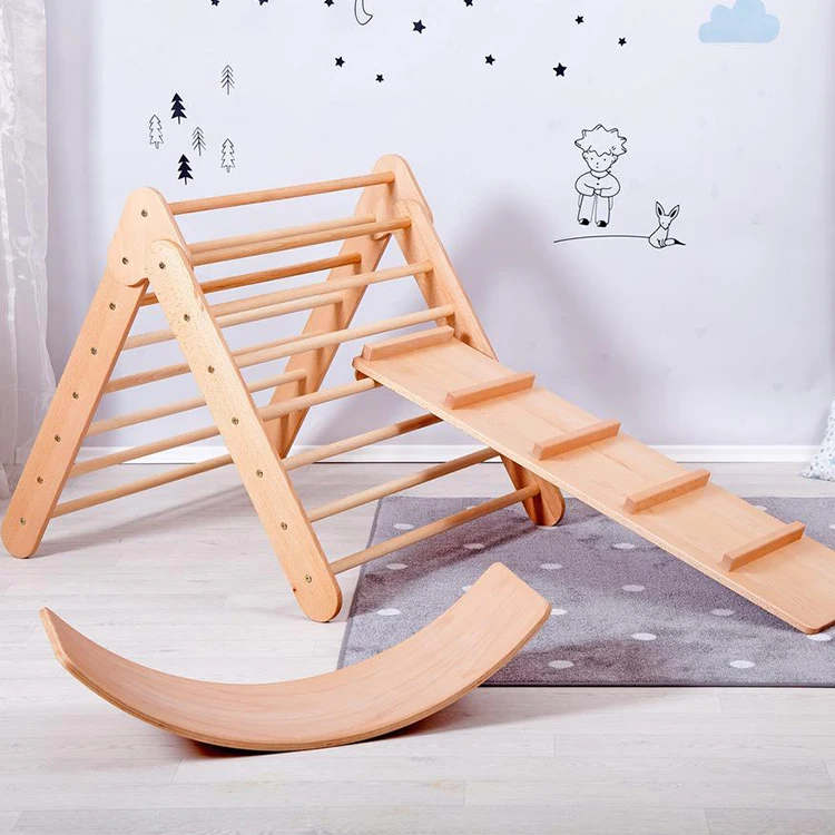 

XIHA Pikler Arch Toys Pikler Triangle Ladder Climbing Frame Ladder Climb Toy Wooden Playground Baby School Daycare Furniture Set, Natural or colored