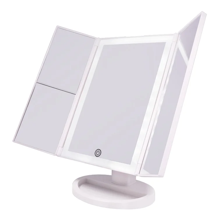 

Popular Tri fold LED Makeup mirror 3 way mirror with light