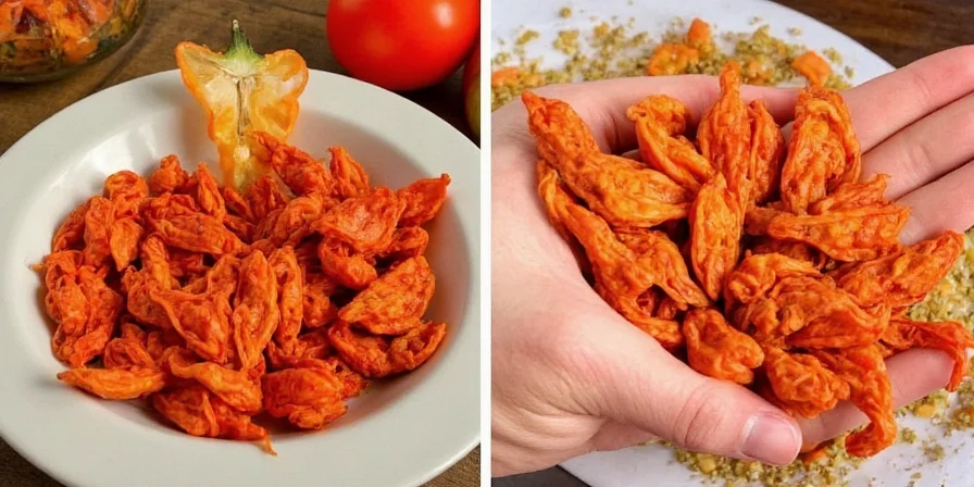 Finished dried habaneros in a bowl