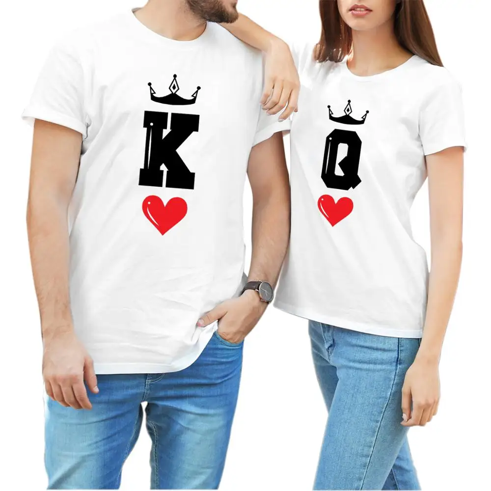 

Cotton Unisex T-Shirt KING and Queen tshirt family couple t-shir his and her shirts