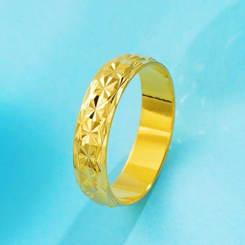 

Men Rings Car Porcelain Flower Closed Ring 24K Real Gold Plated Vietnamese Sand Gold Brass gold plated jewelry