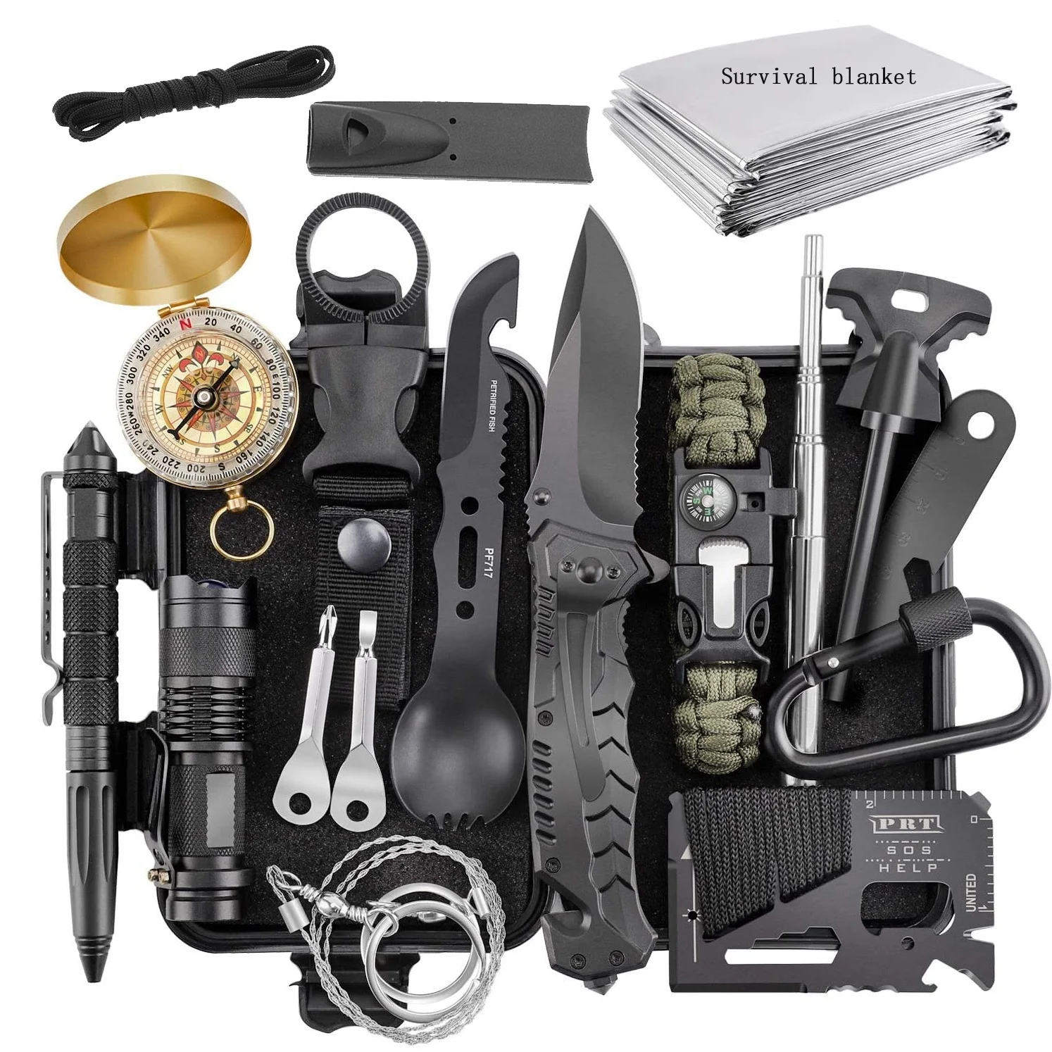 

AJOTEQPT Professional Survival Gear Tool Military Emergency 2022 Earthquake Survival Kit, Black/green