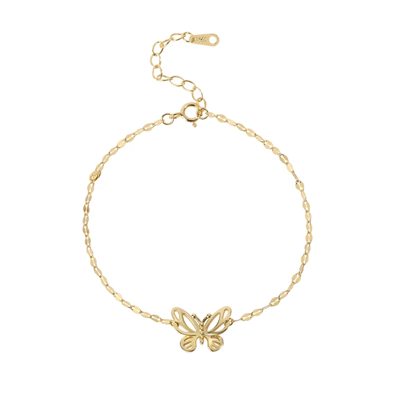 Trending Butterfly Charm Bracelet Jewelry 925 Sterling Silver Gold Plated Butterfly Bracelet Women