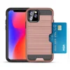 2 In 1 TPU + PC Hybrid Wire Drawing Card Holder phone Case For Iphone XI 5.8