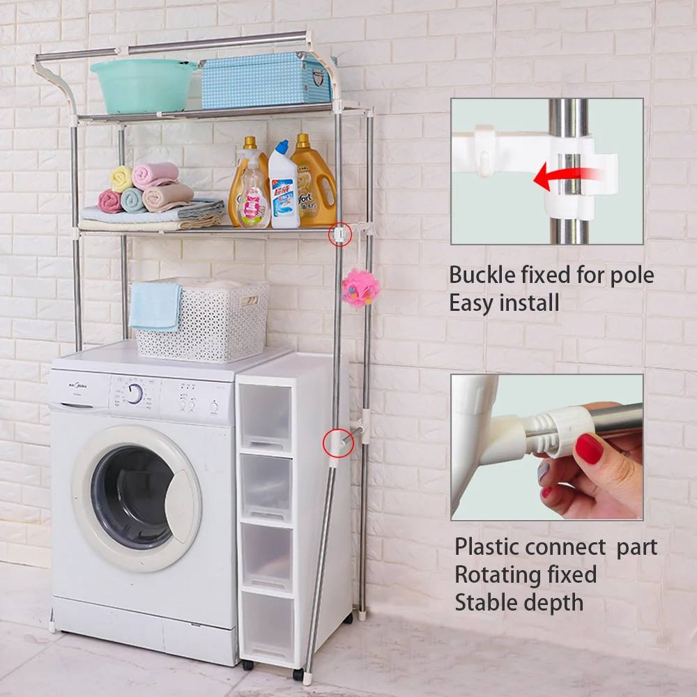 Modern Width Adjustable Over The Washing Machine Shelf Space Saving Bathroom Washer Storage