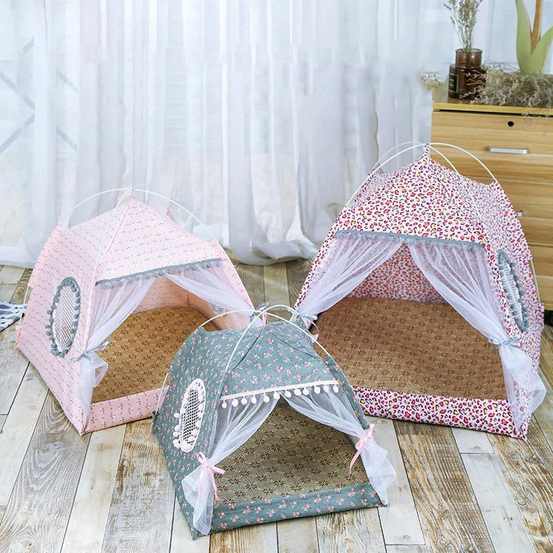 

Cute Pet Bed for Cats Puppy Dog House Cozy Kennel for Pet Nest Summer Tent Cat Mat for Small Medium Dog Chihuahua Pet Accessorie