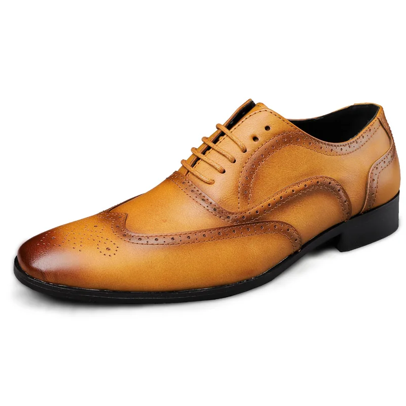 

Retro Fashion Brogue Lace-up Cow Leather turkish Business Casual Dress Shoes