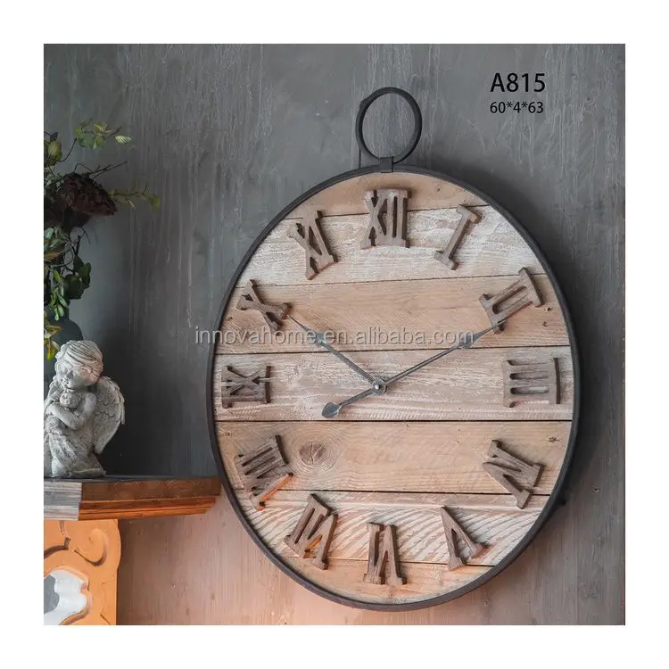 

INNOVA Metal Wooden Antique Wall Clock Customized Old Decorated Home Wall CLOCKS Living Room Antique Style Wood Single Face