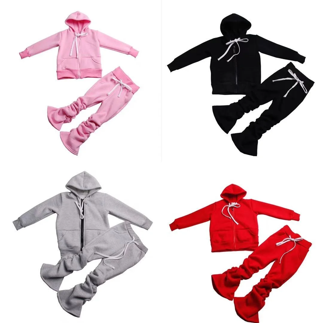 

2020 Wholesale Winter Clothes For kids Hoodies Legging Sweatsuit 2 Piece Stacked Pants Two Piece Pants Set, Picture