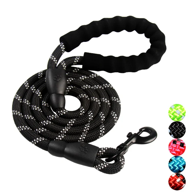 

Hot Selling Soft Comfortable Padded Handle Reflective Nylon Braided Large Dog Rope Leash, Multi color
