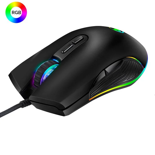 

Professional USB Wired Game Mouse 3600 DPI Type-c Mouse for Macbook Backlight LED Ergonomic Gaming Mouse For Laptop PC, Black