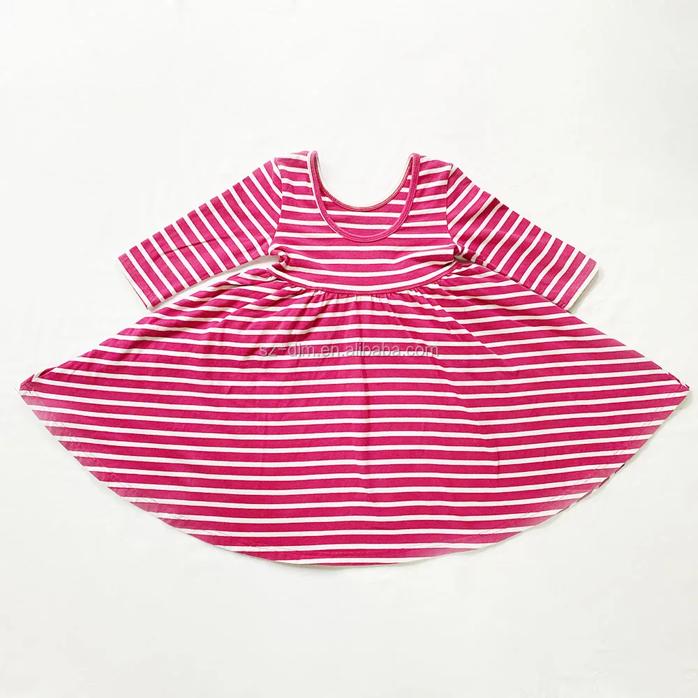 

Hot selling baby girls striped twirl dresses kids clothing boutique
