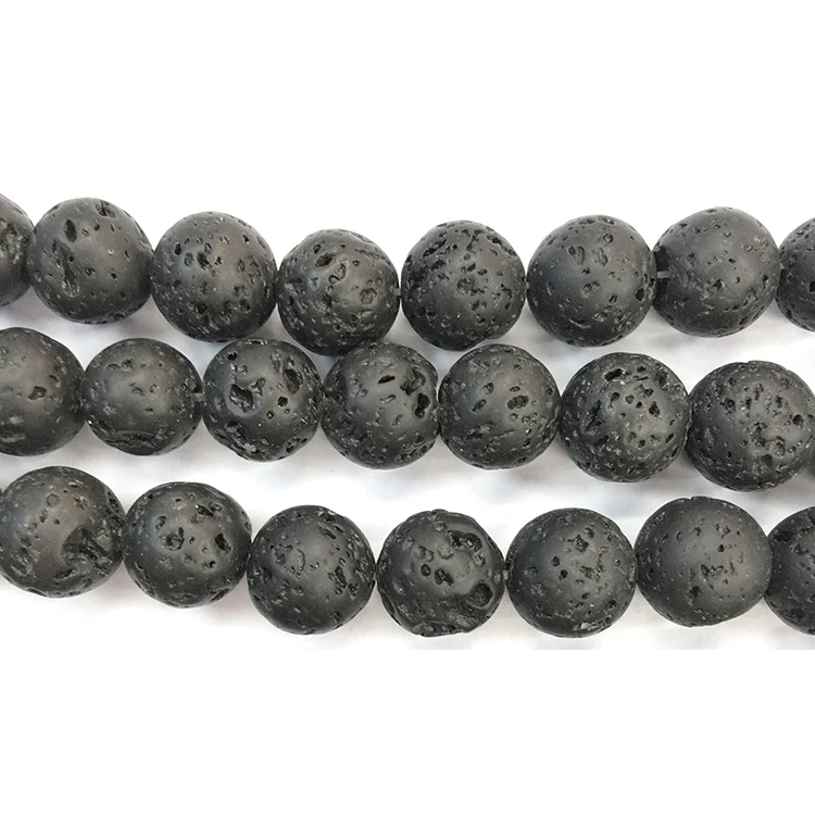 

Wholesale Natural Black Volcanic Lava Rock Stone Round Stone Beads For Jewelry Bracelet Making, 100% natural color