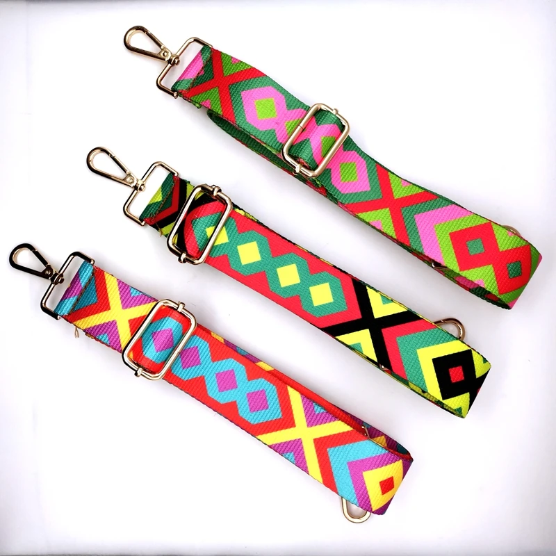 

wholesale wide webbing printed bag strap adjustable flower shoulder strap fashionable bag belt for handbag