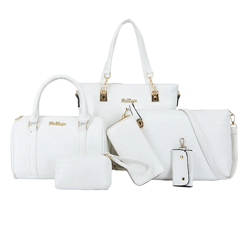 

2021 Cheap Designer Pu Leather Ladies Tote Hand Bag Shoulder Bag Handbag Purse 6pcs Set For Women