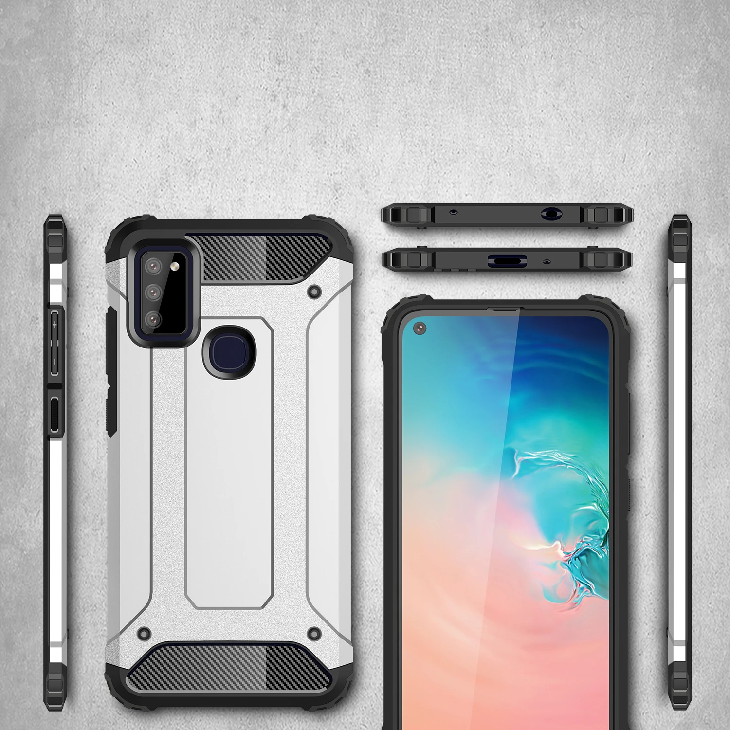 

TPU PC Shockproof Heave Duty Cover For Samsung Galaxy M51 Armor Case, Black, red, grey, gold. blue.