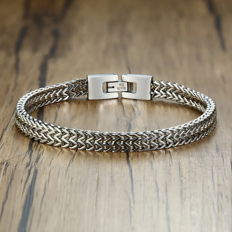 

High Polish Stainless Steel Keel Chain Link Mens Silver Clasp Bracelet, Rose gold,gold,silver,black