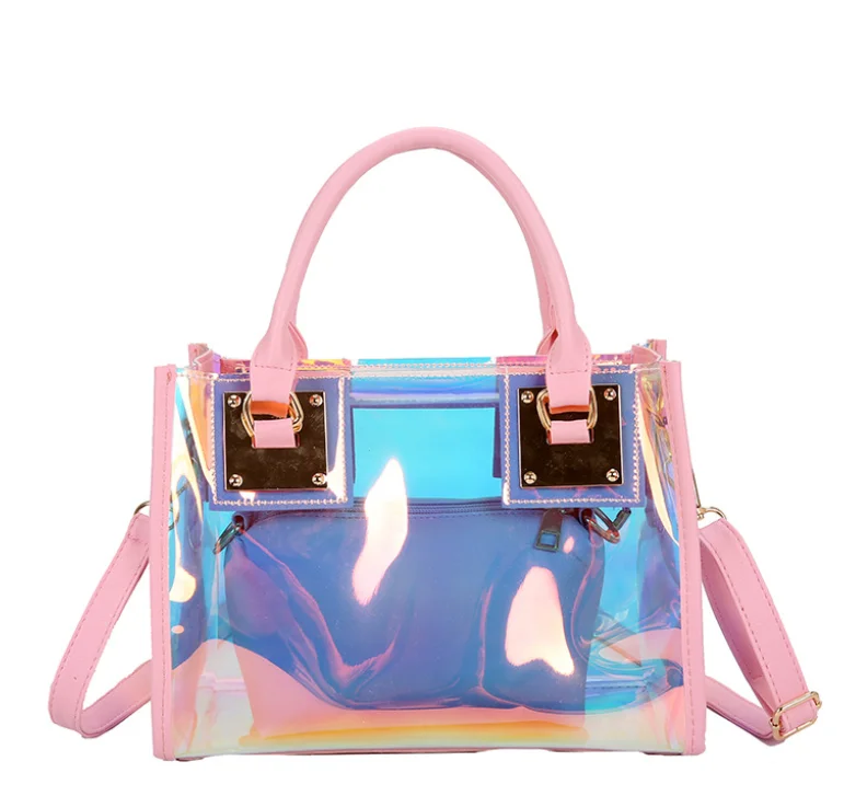 

Women Pvc Holographic Jelly Luxury Purses Handbags For Women 2021 Hot Selling Laser Purses Single Shoulder Crossbody Handbag, As show or customized