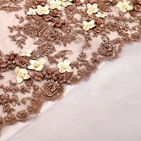 

Wholesale 3d Flower Chantilly beaded-lace-fabric, Rhinestone embroidered netting fabric beaded