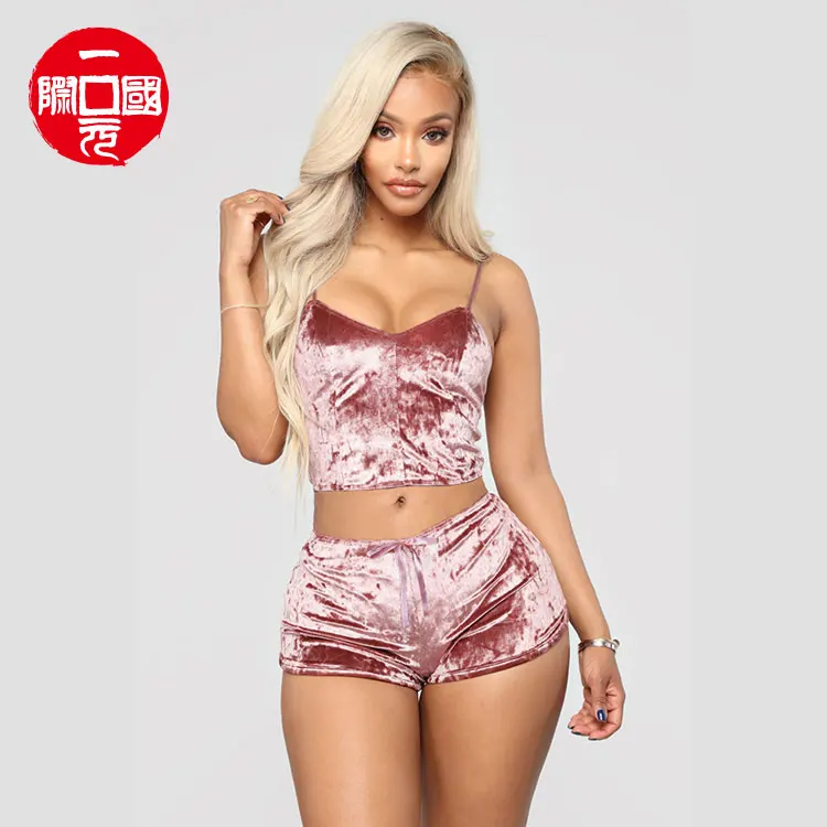 

European and American foreign trade sexy V-neck camisole set underwear set