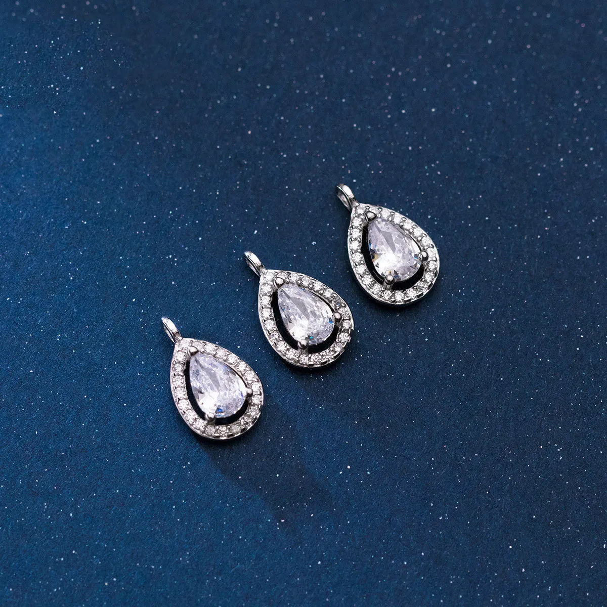 Classic 925 Sterling Silver Water Drop  Zircon Charms Necklace Pendants