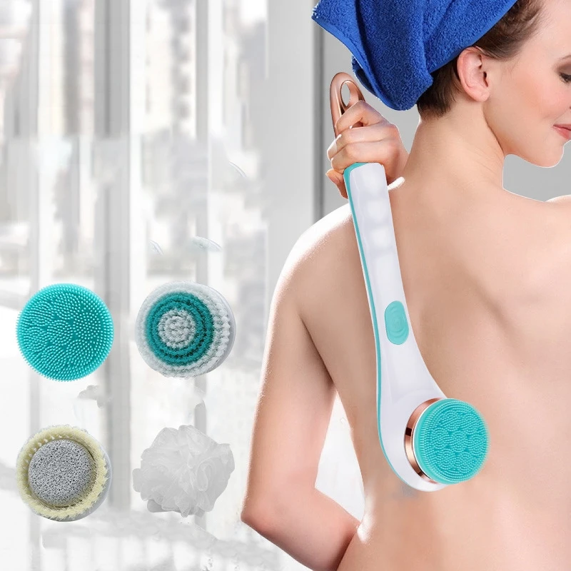 

Automatic Shower Brush 4 in 1 Electric Bath Cleaning Massage Brush Waterproof Bathroom Shower Remove Exfoliating Spa Tool, Colorful