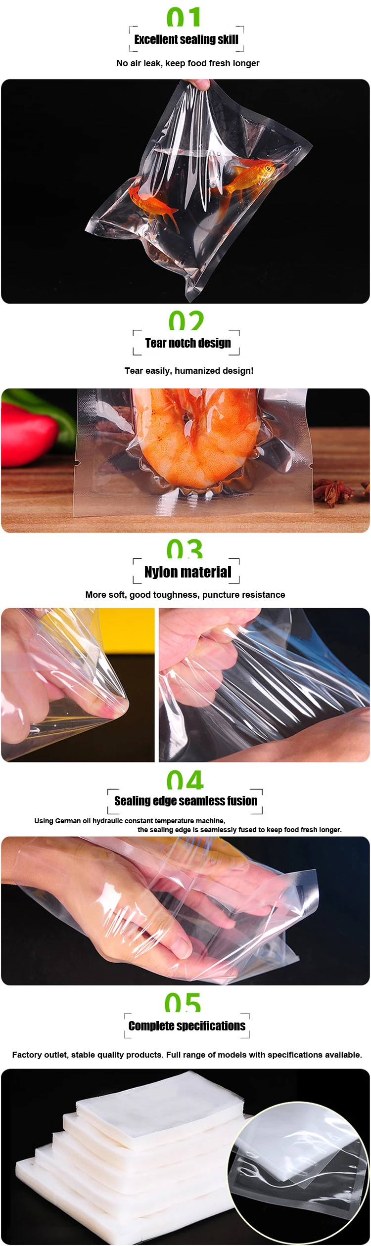 Gravuring Printing Customized Dried Frozen Seafood Packaging Bags