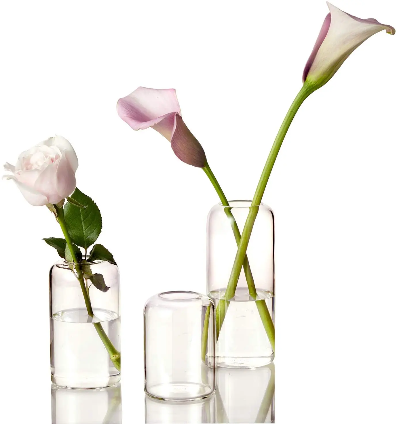 

Cheap Modern Handblown Clear Small Borosilicate Cylinder Glass Bud Flowers Vases for Centerpieces Home Office Wedding Decor