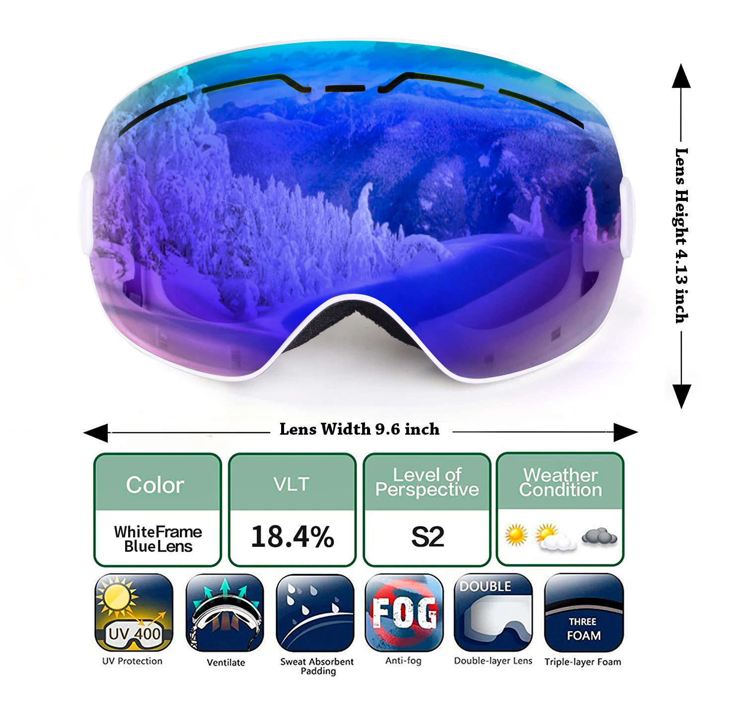 Ski Glasses Winter Tpu Frame Anti Fog Double Lens With Holes