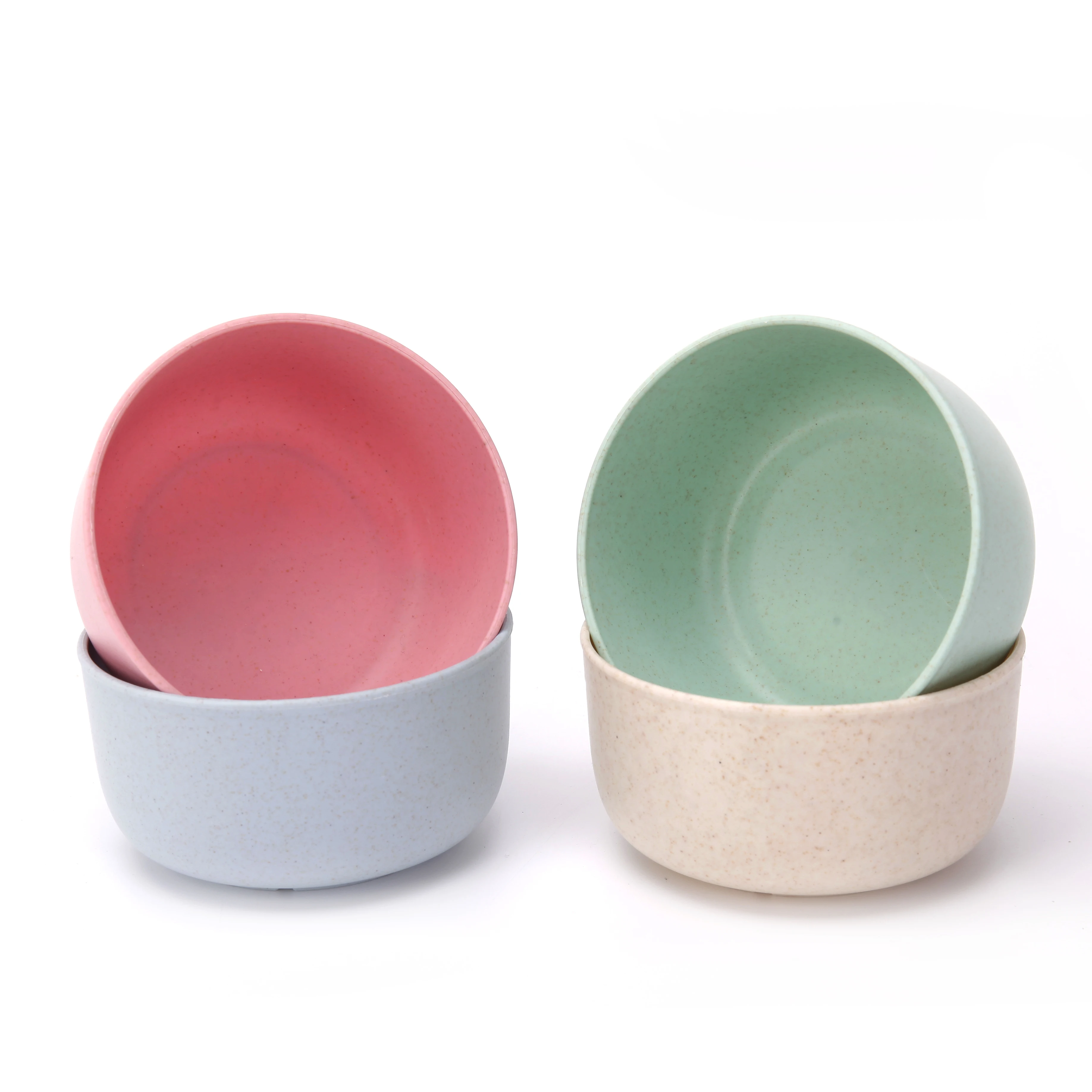 

Fashionable wheat straw materials eco-friendly reusable cereal bowl mixing bowl, Blue/pink/ green/beige