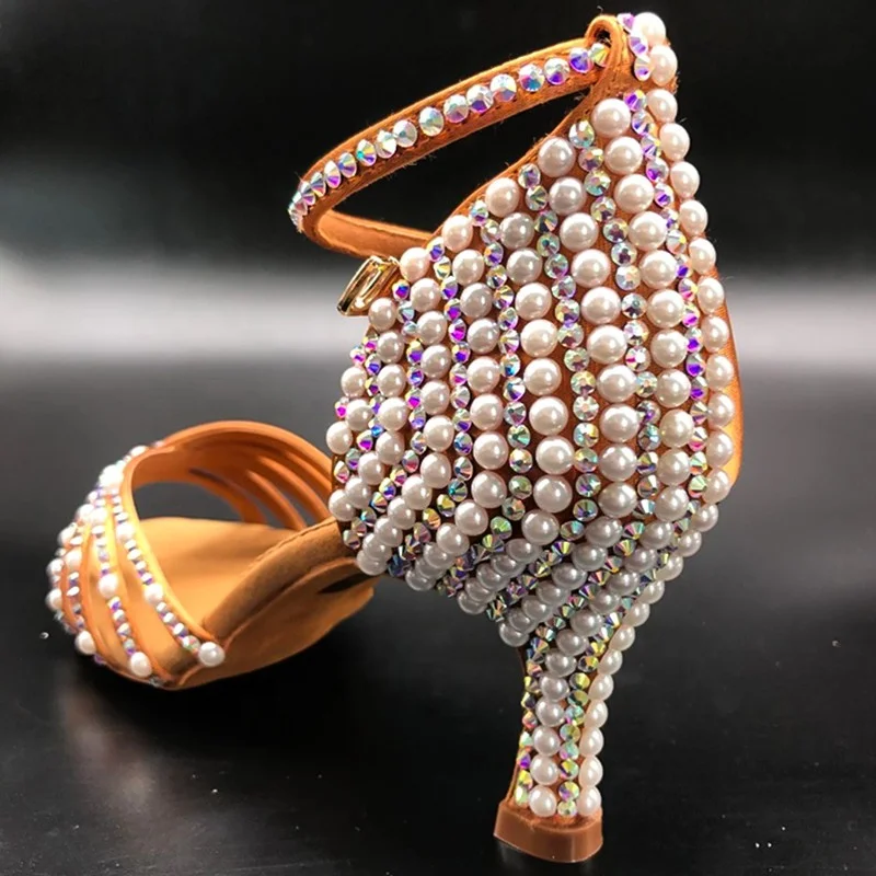 Women Professional Dancing Shoes Ballroom Dane Shoes Rhinestone Salsa Latin Dance Shoes