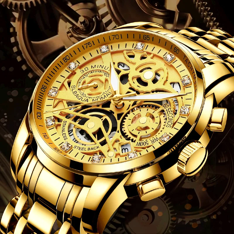 

Hot selling top brand men's quartz watch hollow out large dial fashion gold watch waterproof luminous watch relogio mangio, 8colors